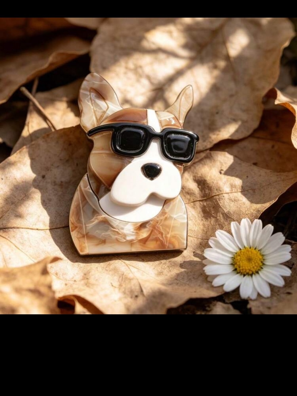 Marbled French bulldog brooch